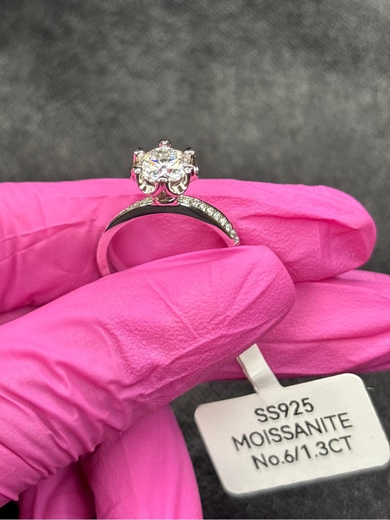 Moissanite Jewelry - .925 Sterling Silver 1.3ct. VVS Moissanite Solitaire Ring Size 6